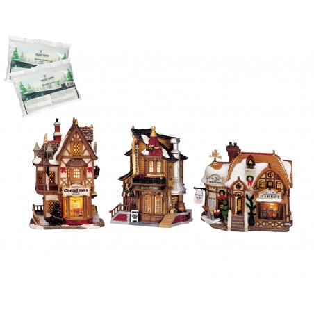 Lemax Starter Pack with Free Snow - Devaney's Bakery, Tannenbaum Christmas Shoppe, Lucy's Chocolate Shop
