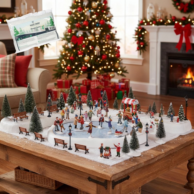 Lemax Skating Pack con Neve in Omaggio