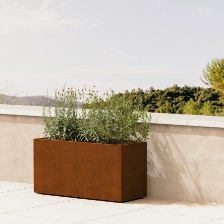 Herstera Planter 40 in Corten Steel 100x40x50 cm