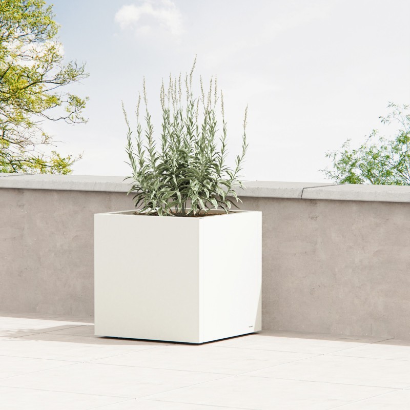 Fioriera Cubo Herstera PLANTER CUBE 60 in Metallo colore Bianco 60x60x60 cm