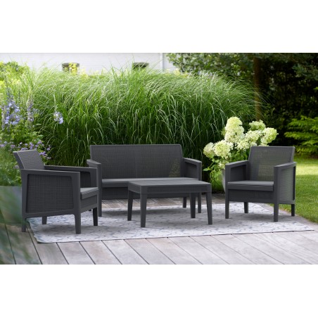 Keter Set Tavolo e Sedie ATLAS FORMA con Cuscini Grafite