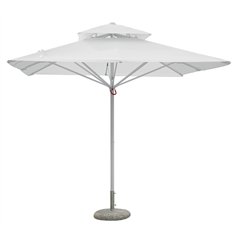 Ombrellone Push Up In Alluminio  con Palo Centrale 3x3 mt Bianco - Bianco