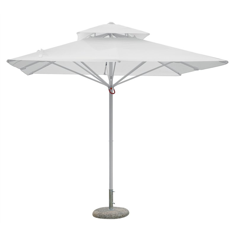 Ombrellone da Giardino Push Up In Alluminio  con Palo Centrale 3x3 mt Bianco - Bianco Greenwood