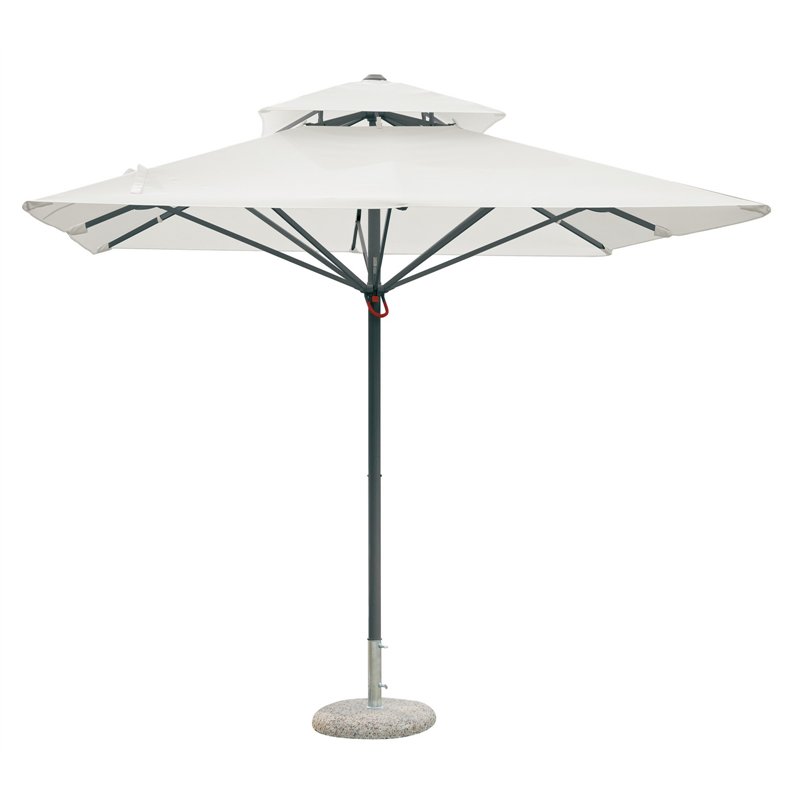 Greenwood Ombrellone Push Up In Alluminio con Palo Centrale 3x3 mt Ecru' - Antracite