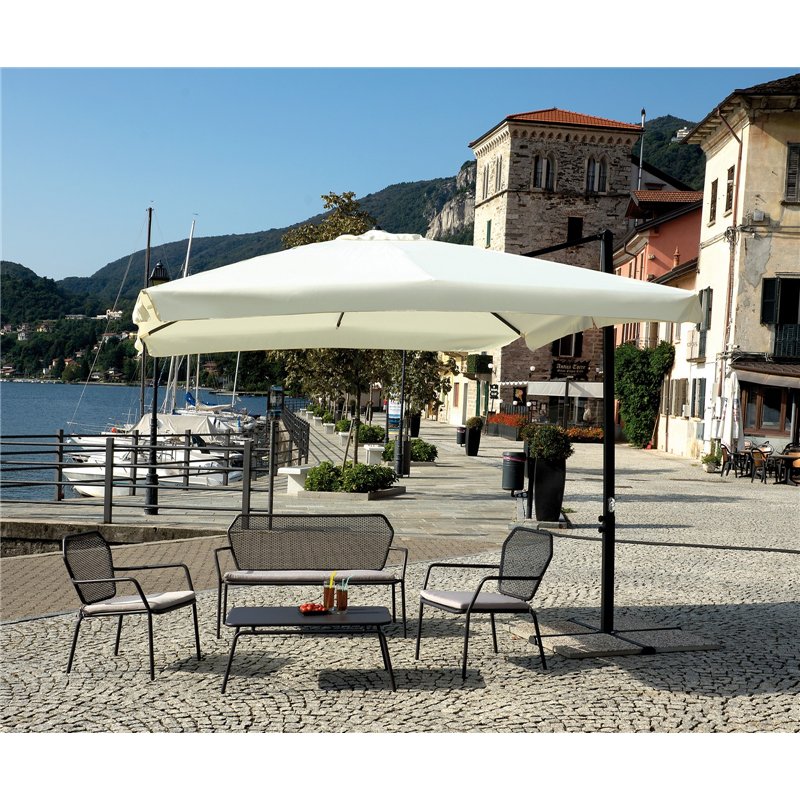 Greenwood Ombrellone Florida In Alluminio con Palo Laterale 3x3 mt Ecru' - Antracite