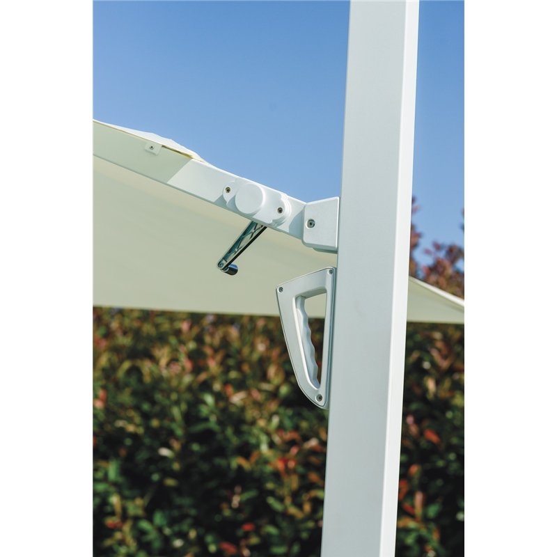 Greenwood Ombrellone Alabama In Alluminio con Palo Laterale 3x3 mt Bianco - Bianco