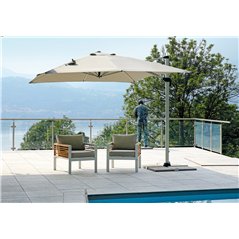 Ombrellone California In Alluminio con Palo Laterale 3x3 mt Spuncrylic Grigio - Bianco