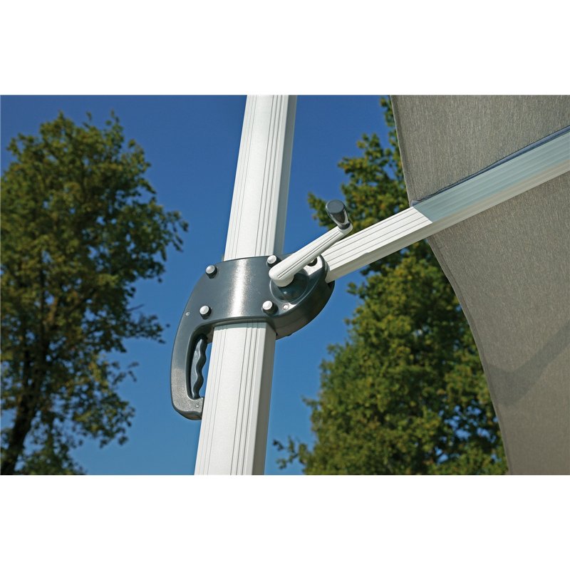 Ombrellone da Giardino California In Alluminio con Palo Laterale 3x3 mt Spuncrylic Grigio - Bianco Greenwood