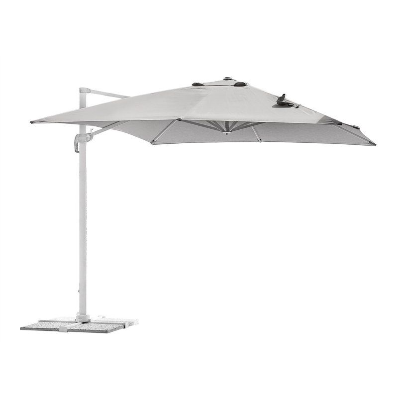 Greenwood Ombrellone California In Alluminio  con Palo Laterale 3x4 mt Spuncrylic Grigio - Bianco