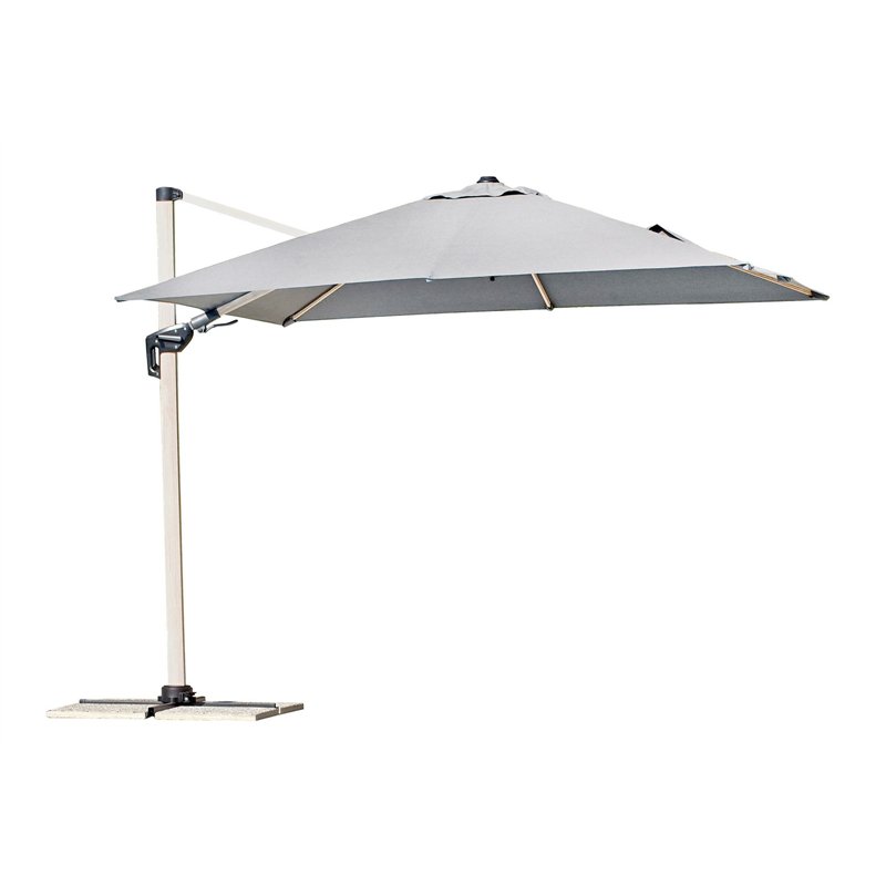 Greenwood Ombrellone California In Alluminio con Palo Laterale 3x3 mt Spuncrylic Grigio - Wooden Look