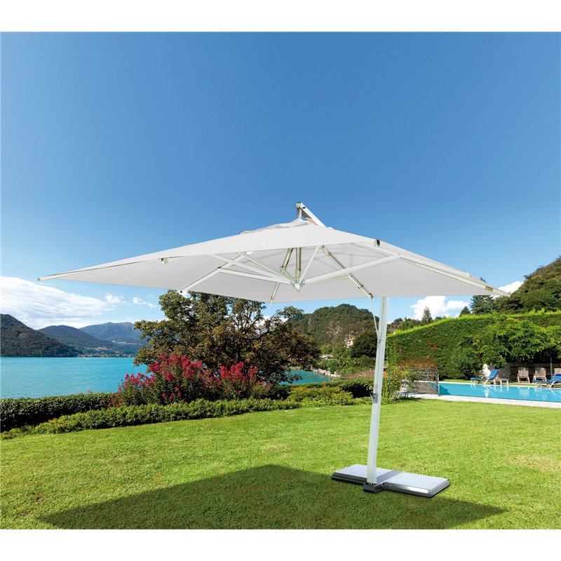 Ombrellone da Giardino Contract In Alluminio con Palo Laterale 3,5x3,5 mt Bianco - Effetto Legno Sbiancato Greenwood Ombrellone da Giardino Contract In Alluminio con Palo Laterale 3,5x3,5 mt Bianco - Effetto Legno Sbiancato Greenwood