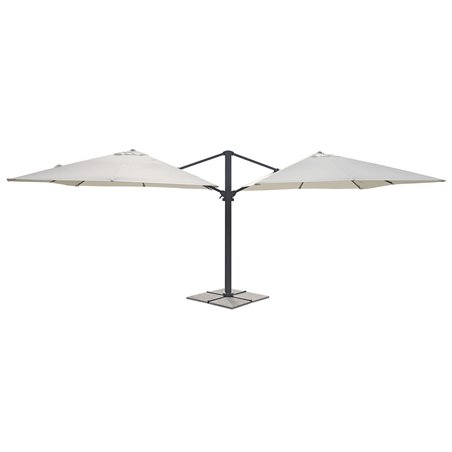 Ombrellone Doppio Contract In Alluminio con Palo Laterale 3x3 mt Ecru' - Antracite
