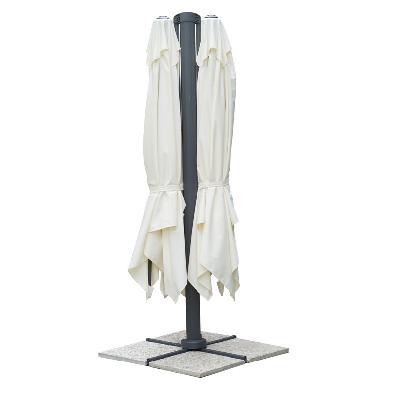 Ombrellone da Giardino Doppio Contract In Alluminio con Palo Laterale 3x3 mt Ecru' - Antracite Greenwood