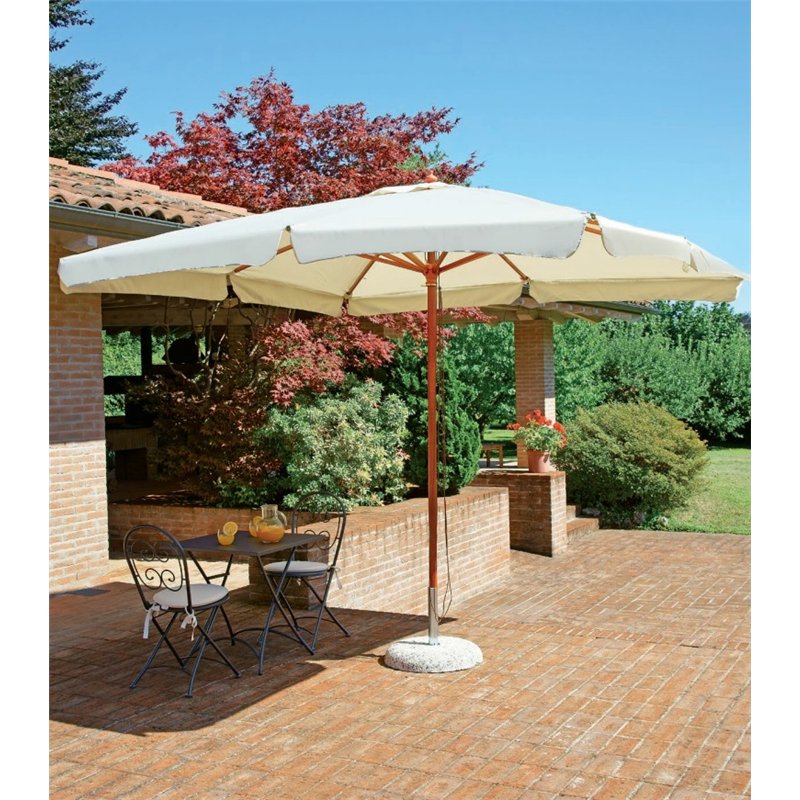 Ombrellone da Giardino In Legno 3x3 mt Ecru' - Legno - Serie De Lux Greenwood