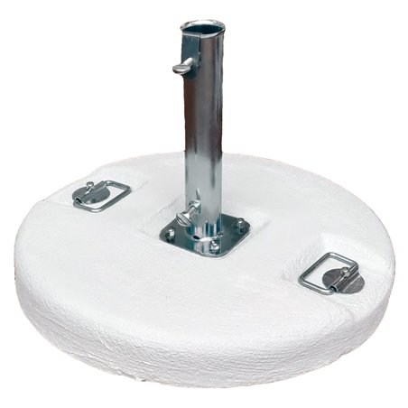 Base Cemento Bianco ø54 Cm - Kg 50 - Tubo ø55 Mm Con Piastra A 4 Viti E Maniglie In Acciaio