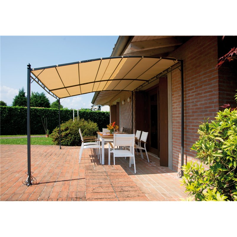 Pergola A Parete Kansas In Ferro 3x4 mt Sabbia - Antracite Greenwood