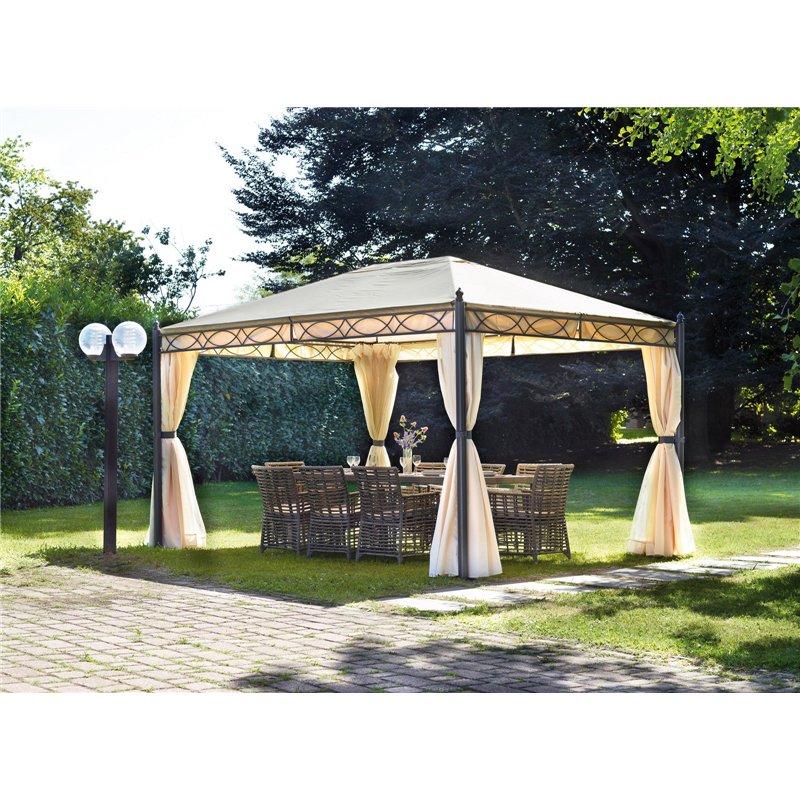 Greenwood Oregon Iron Gazebo 3x4 m - Sand - Anthracite