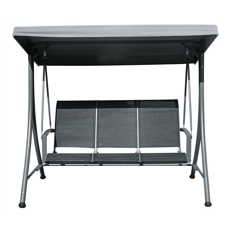 Greenwood 3-Seater Iron Swing - Black Textilene - Anthracite