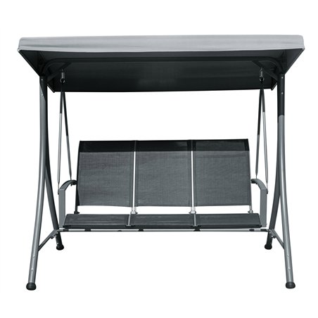 Dondolo 3 Posti In Ferro - Textilene Nero - Antracite