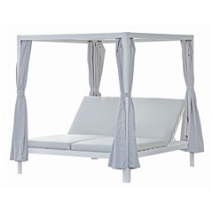 Daybed In Alluminio - Cuscini In Pvc Grigio Chiaro - Bianco