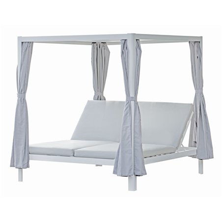 Daybed In Alluminio - Cuscini In Pvc Grigio Chiaro - Bianco