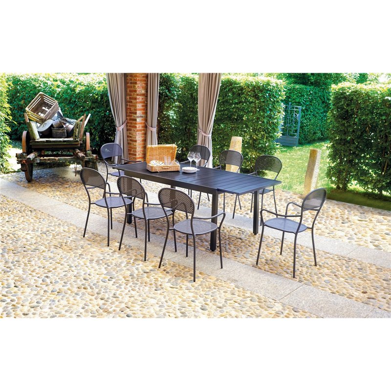 Greenwood Tavolo Pella In Ferro Allungabile 156/213x95 cm - Antracite