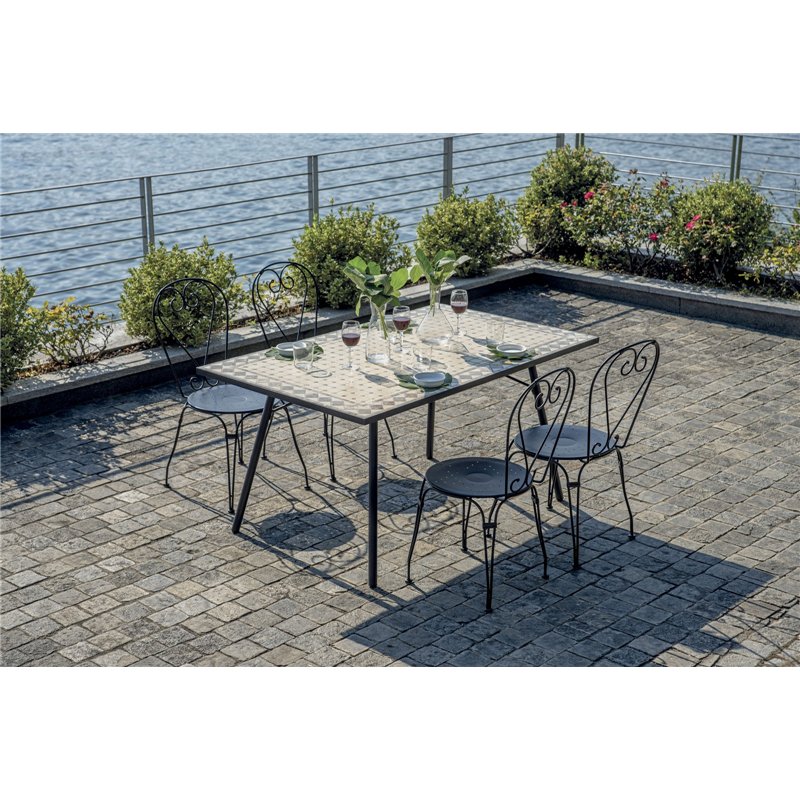 Tavolo da Giardino Mosaico 2 In Ferro 150x90 - Nero Greenwood