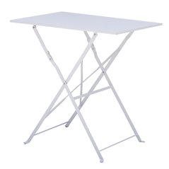 Greenwood 50x70cm Iron Bistro Garden Table - Ivory - Folding