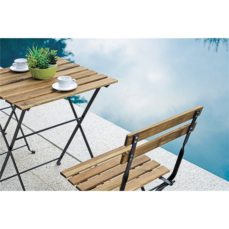 Set da Giardino Bistro' Due Posti In Ferro E Acacia Fsc Scura - Antracite Greenwood