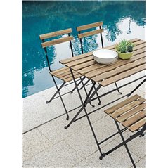 Set Bistro' Quattro Posti In Ferro E Acacia Fsc Scura - Antracite