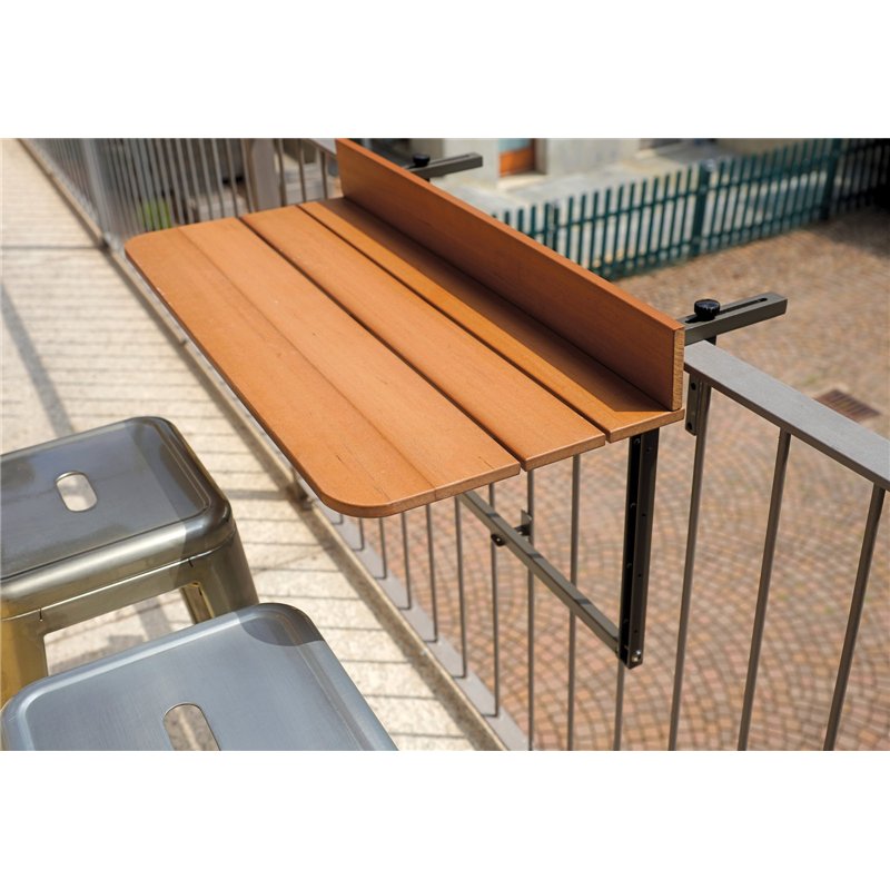 Tavolo Da Balcone In Alluminio E Resin Wood 80x37 cm - Bianco Greenwood