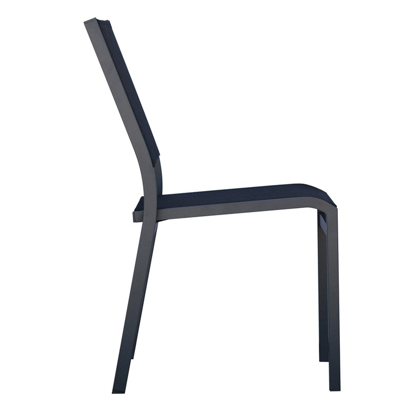 Greenwood Pola Garden Chair in Aluminum - Black Textilene - Anthracite