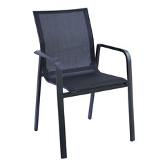 Sedia Samo In Alluminio - Textilene Nero - Antracite