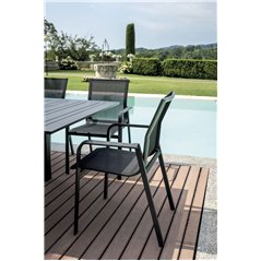 Sedia Samo In Alluminio - Textilene Nero - Antracite