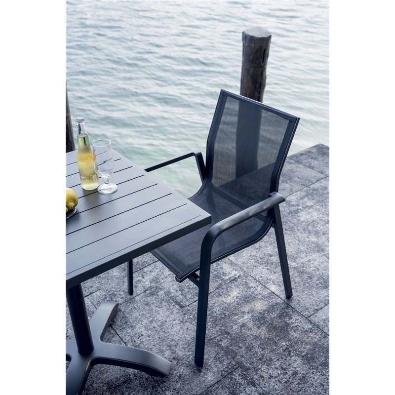 Sedia da Giardino Samo In Alluminio - Textilene Nero - Antracite Greenwood