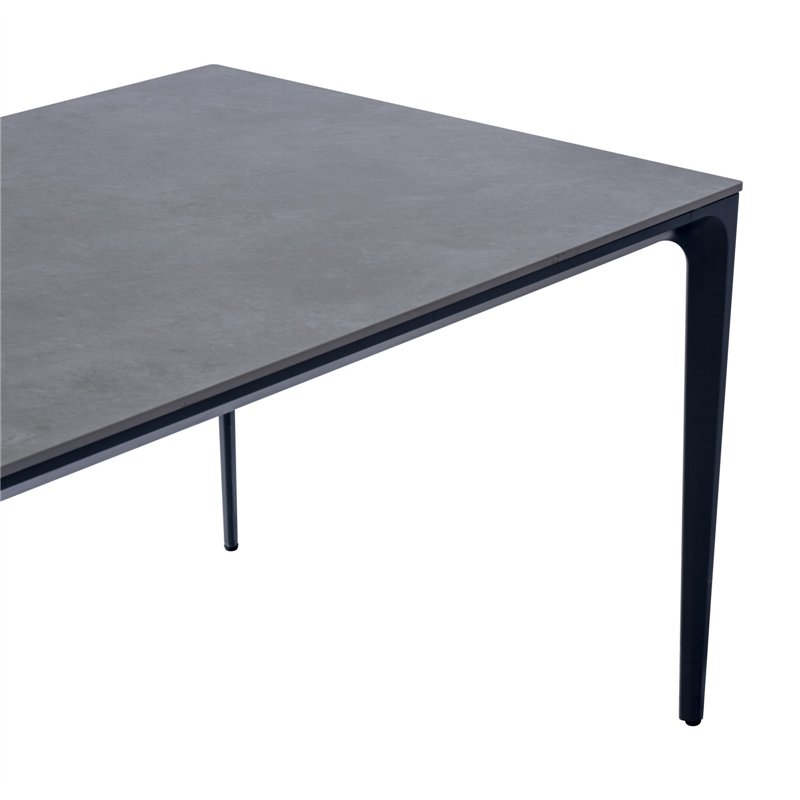 Tavolo da Giardino Alghero In Alluminio 180x90 cm - Piano In Gres Grigio - Antracite Greenwood