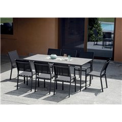 Tavolo Alghero In Alluminio 180x90 cm - Piano In Gres Grigio - Antracite