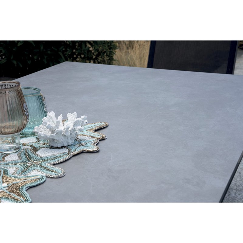 Greenwood Tavolo Alghero In Alluminio 180x90 cm - Piano In Gres Grigio - Antracite