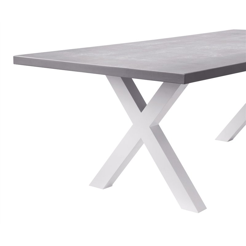 Greenwood Tavolo Amantea 220x100 cm - Piano In Resina Grigio - Bianco