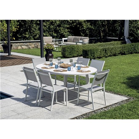 Tavolo Tropea In Alluminio Allungabile Ø120/170 cm - Bianco