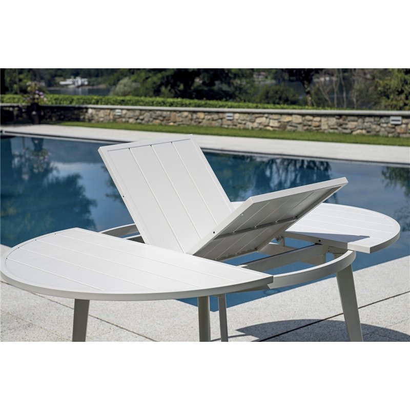 Greenwood Tavolo Tropea In Alluminio Allungabile Ø120/170 cm - Bianco