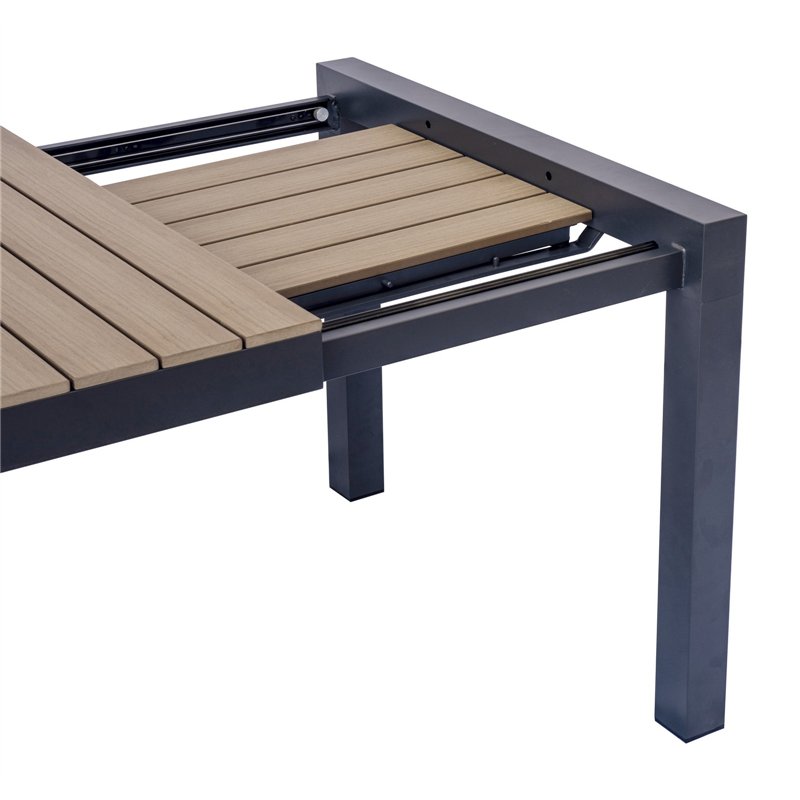 Tavolo da Giardino Maiorca In Alluminio Allungabile 160/210x95 cm - Piano In Resin Wood - Antracite Greenwood
