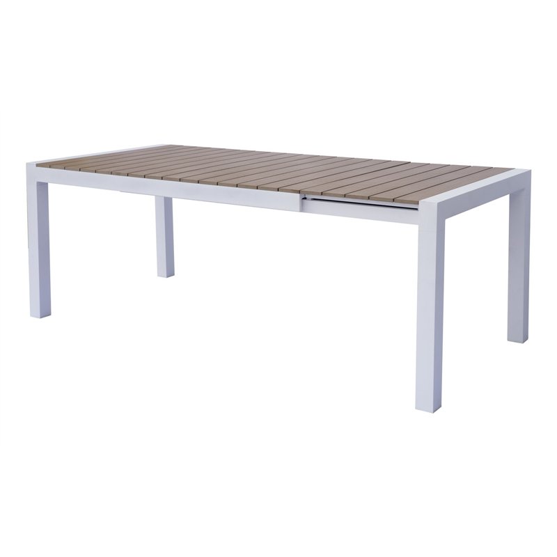 Greenwood Tavolo Maiorca In Alluminio Allungabile 160/210x95 cm - Piano In Resin Wood - Bianco