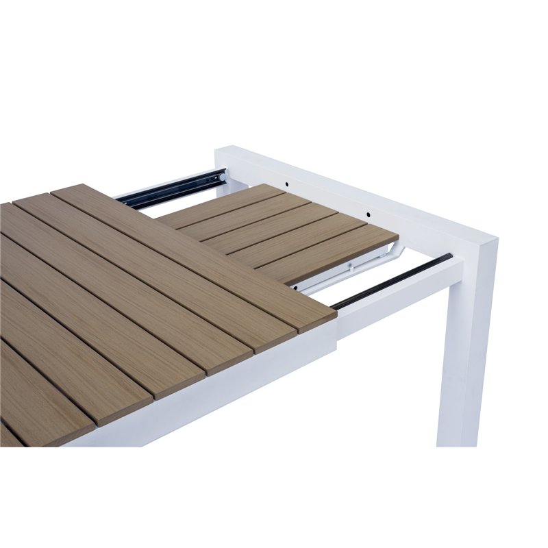 Greenwood Tavolo Maiorca In Alluminio Allungabile 160/210x95 cm - Piano In Resin Wood - Bianco