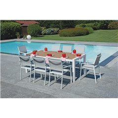 Tavolo Maiorca In Alluminio Allungabile 160/210x95 cm - Piano In Resin Wood - Bianco