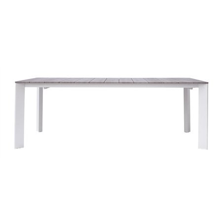 Tavolo Arenzano In Alluminio Allungabile 211/276x100 cm - Piano Effetto Legno - Bianco