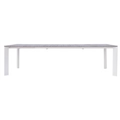 Tavolo Arenzano In Alluminio Allungabile 211/276x100 cm - Piano Effetto Legno - Bianco