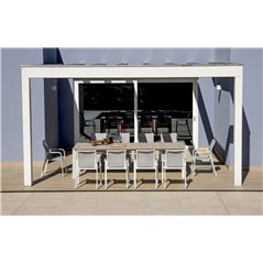 Tavolo Arenzano In Alluminio Allungabile 211/276x100 cm - Piano Effetto Legno - Bianco