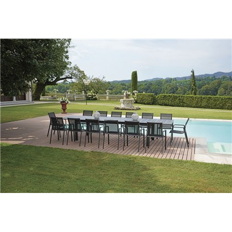 Tavolo da Giardino Santorini In Alluminio Doppio Allungo 265/330/398x110 cm - Antracite Greenwood