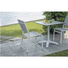 Sedia Pola In Alluminio - Textilene Grigio Chiaro - Bianco